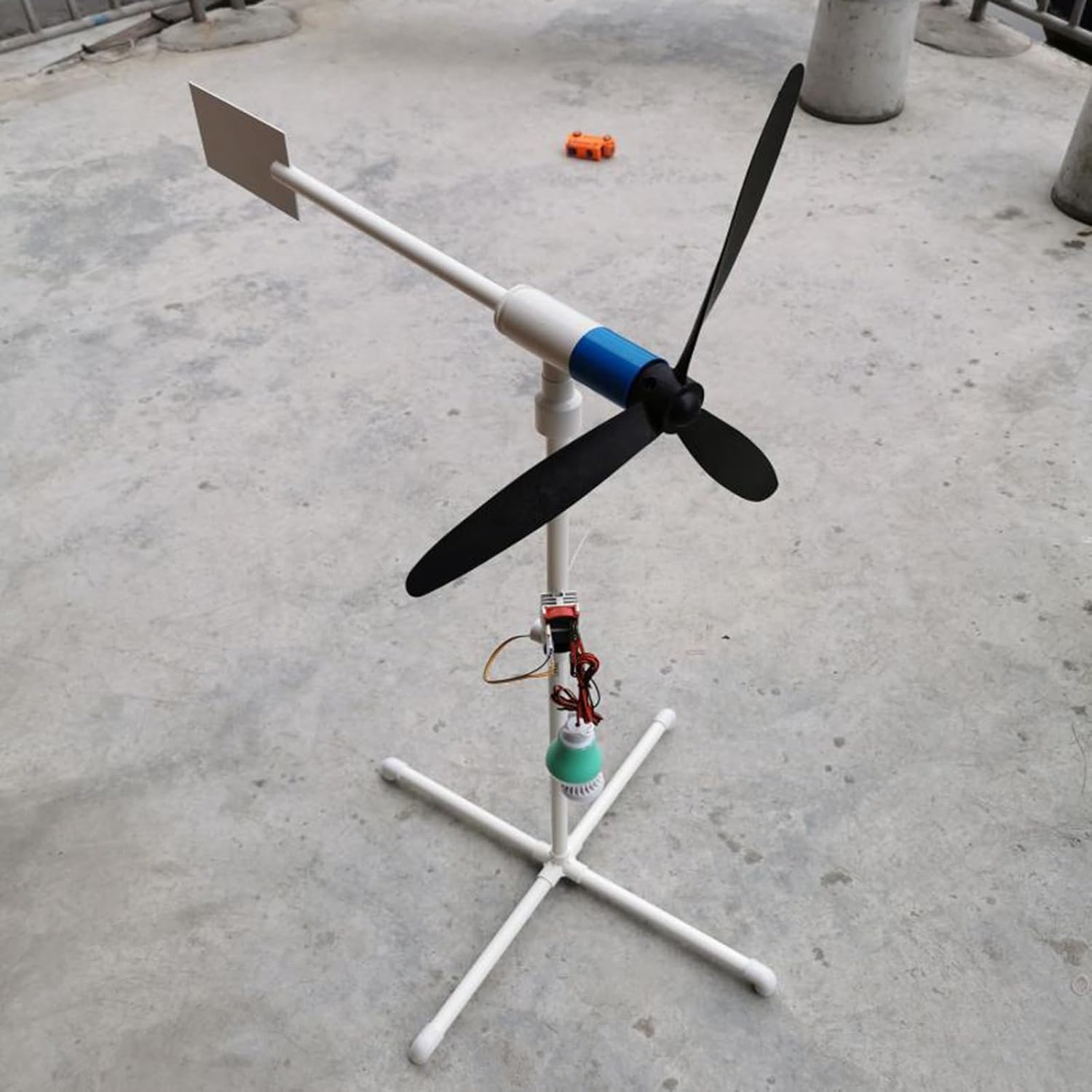 3 Blade Output 2~20V Small Wind Turbine Parts Assembly DIY Homemade Assembly Kit Generator Model with Lights (Color : C)