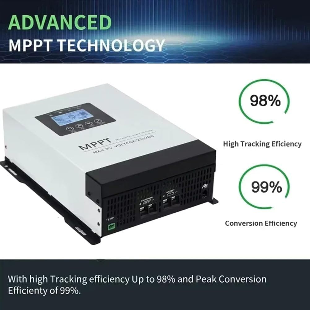 CAJUCA MPPT Wind Power Solar Charge Controller Automatic Recognition with LCD PV Load Solar Controller Regulator 120A for Lead Acid