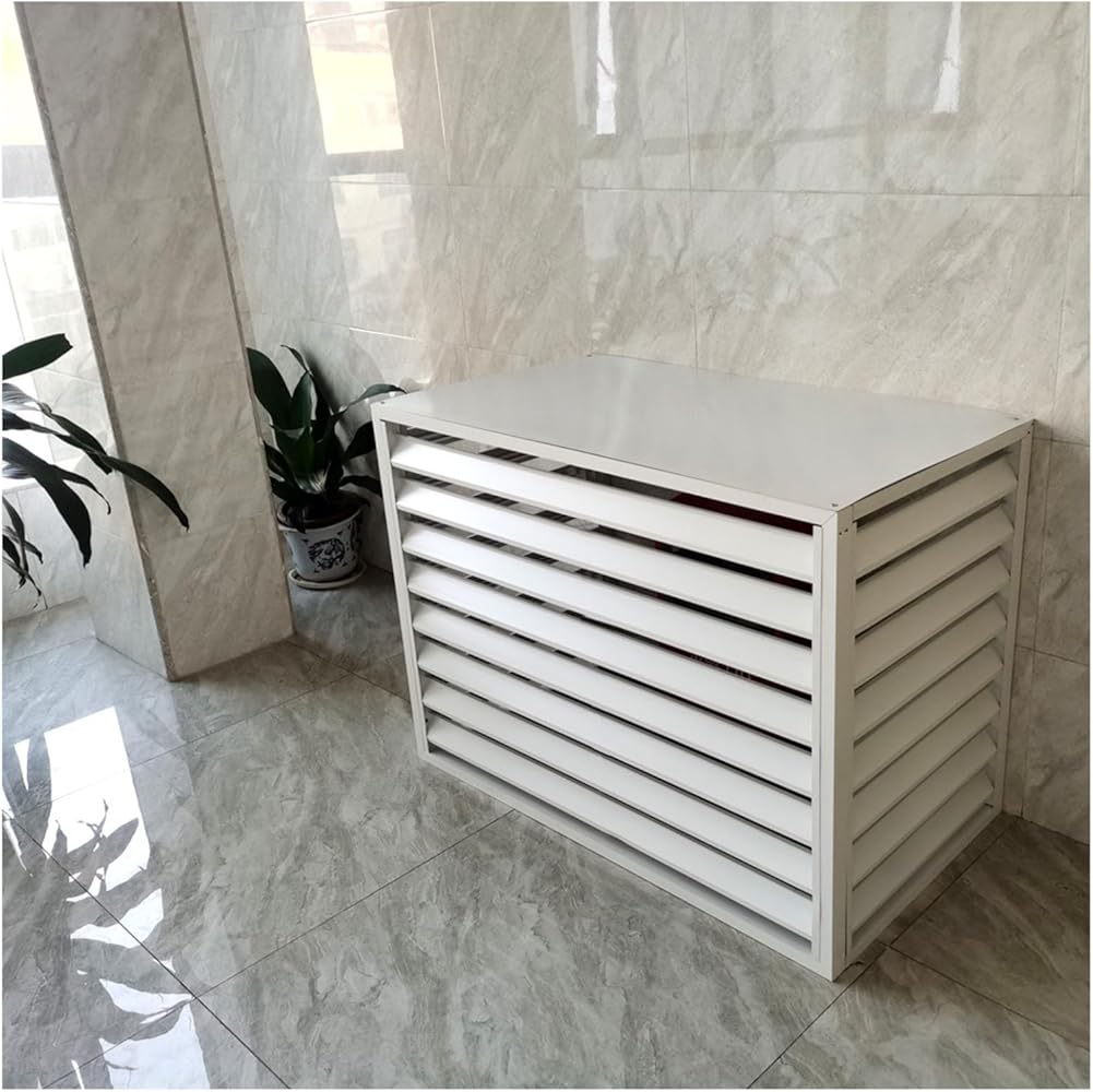 Air Conditioner Cover For Outside Unit Aluminum Air Conditioner Fence Screen Rack Air Conditioner Flower Stand For Garden Patio Waterproof Brown White Grey (Color : White, Size : 1