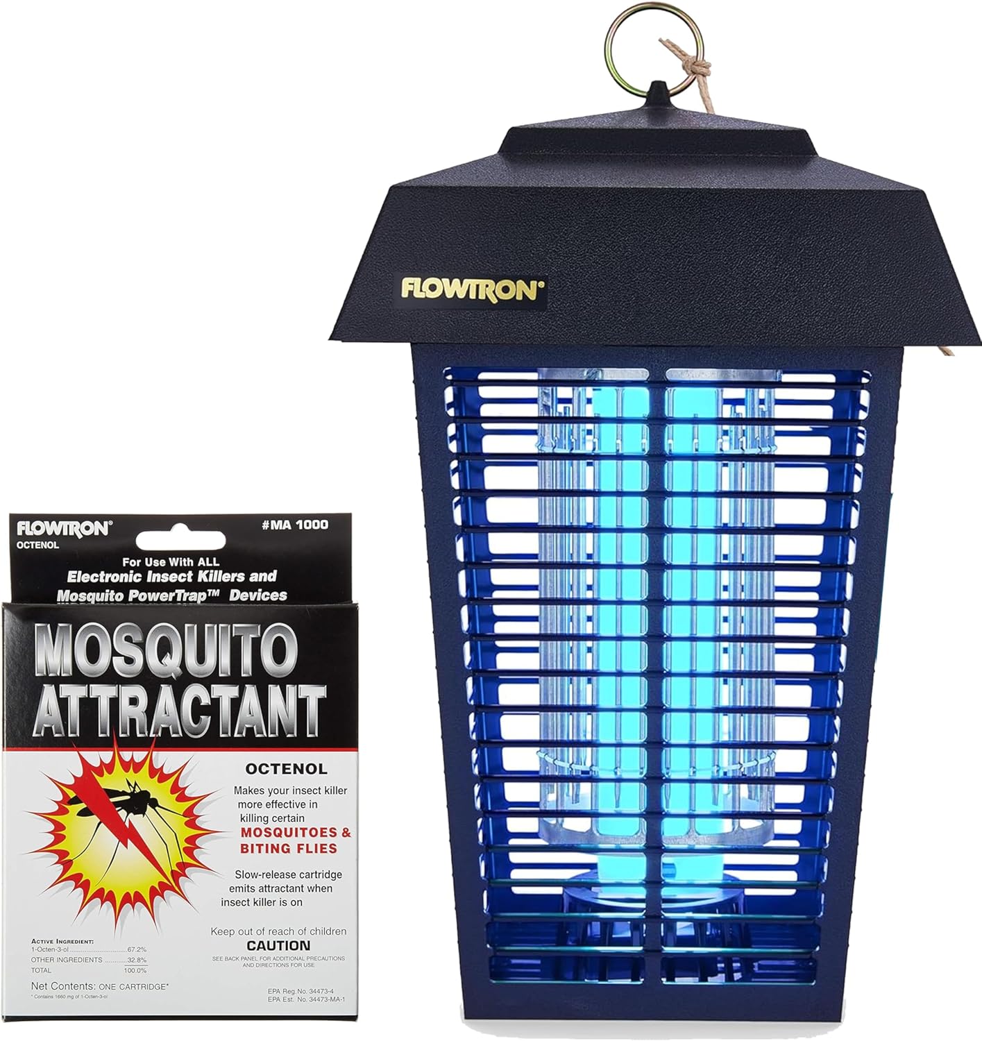 Flowtron Bug Zapper, 1 Acre of Outdoor Coverage with Powerful 40W Bulb & 5600V Instant Killing Grid with Mosquito Attractant Cartridge