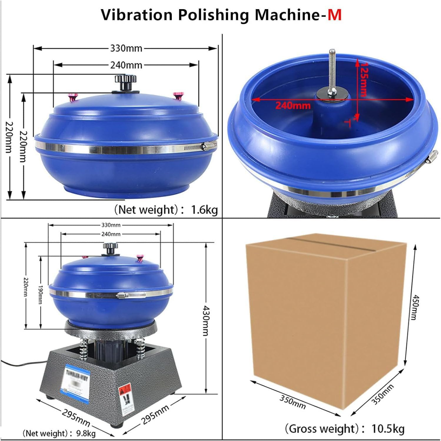 Electric Polisher, Vibrating Polishing Drum, Sleeve Polisher, Strong Load Capacity, Convenient Operation, for Grinding and Polishing Workpiece Surface,6.2L