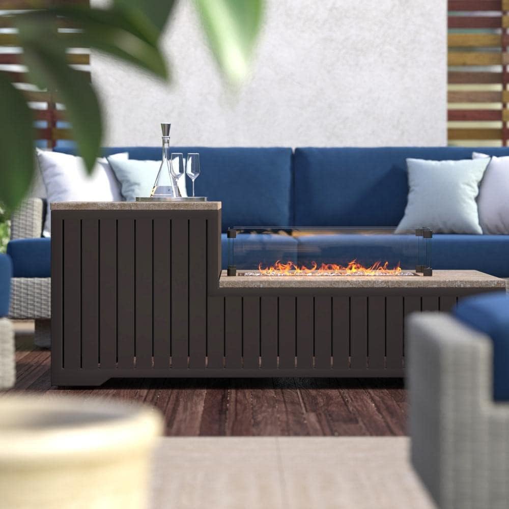 RST Brands Portofino Comfort 56x31 Stone Fire Pit Table - Gray