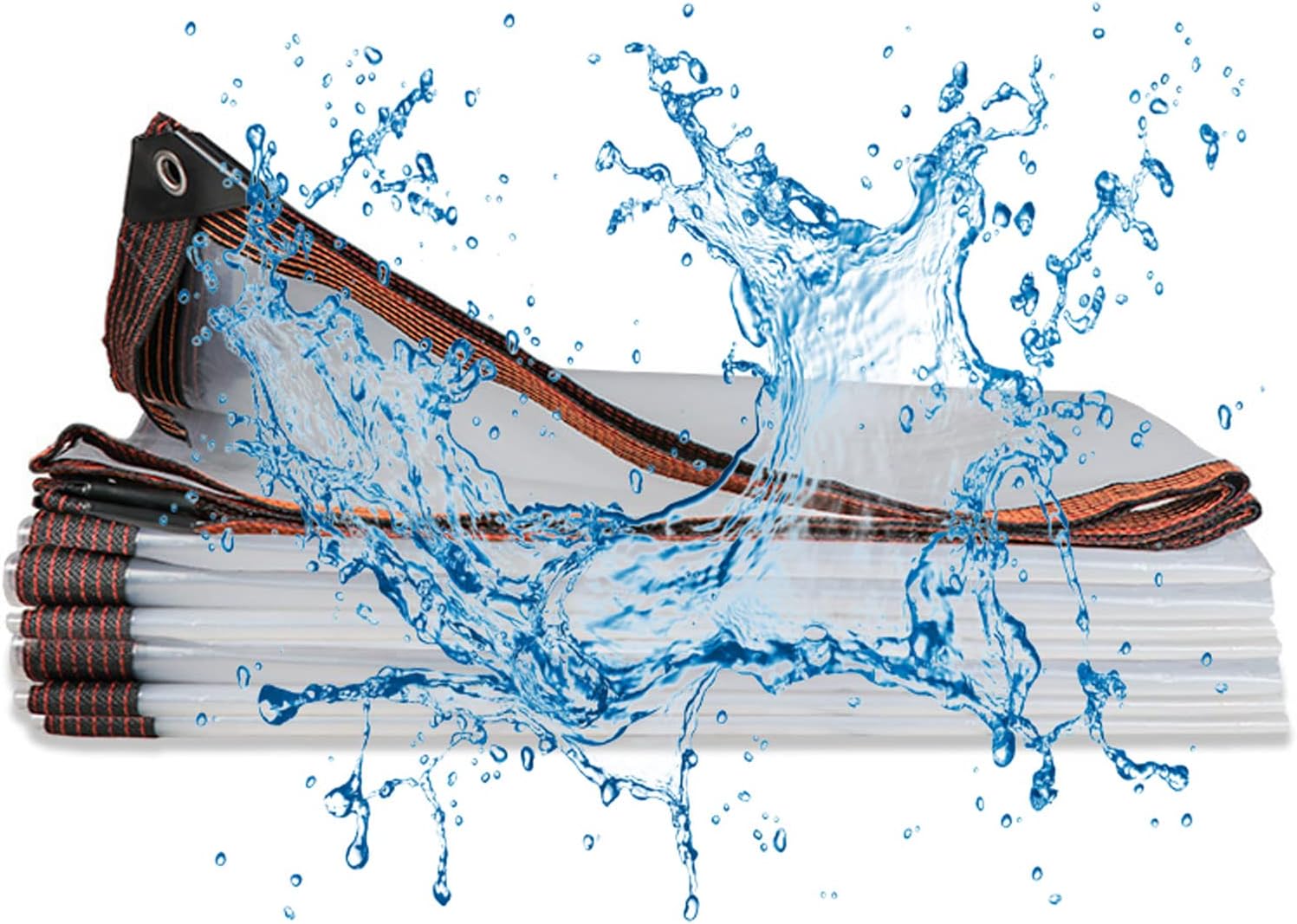 Tarp Clear with Gommets 13.1x26.2, Tarpaulin Waterproof Heavy Duty, Foldable Plastic Tarps, Multi Purpose Clear Greenhouse Plastic Cover, for Greenhouse Balcony Garden Patio