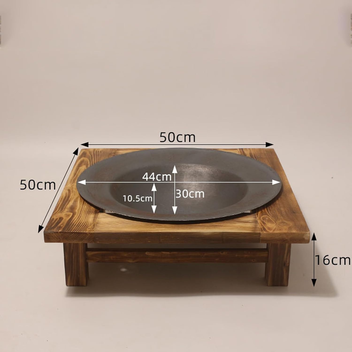 BNEI Tabletop fire Pit, Chinese Exquisite Appearance, Log Base, Pig Iron Material, Including Barbecue net, Charcoal Clips, Pot Holder