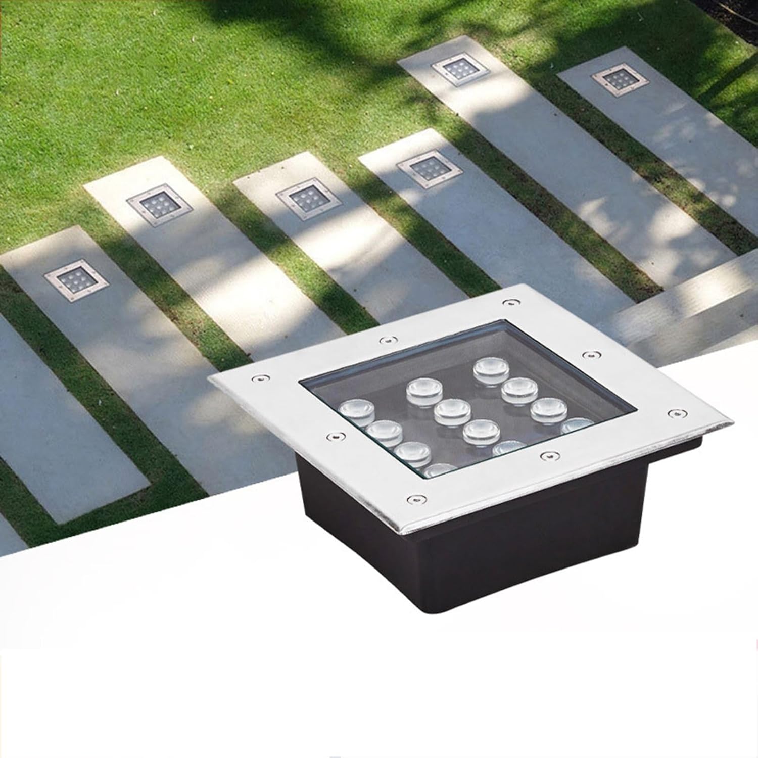 Square Underground Light LED Well Lights IP66 Waterproof Outdoor In-Ground Lights AC85-265V for Garden, Yard, Driveway, Deck, Pathway Landscape Lamp