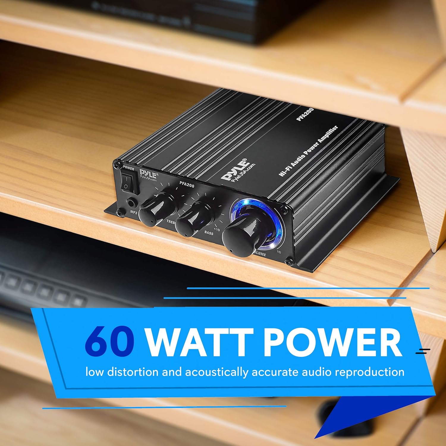 Pyle Indoor/Outdoor PA Horn Speaker - 8.1” Portable PA Speaker & Home Mini Audio Amplifier - 60W Receiver