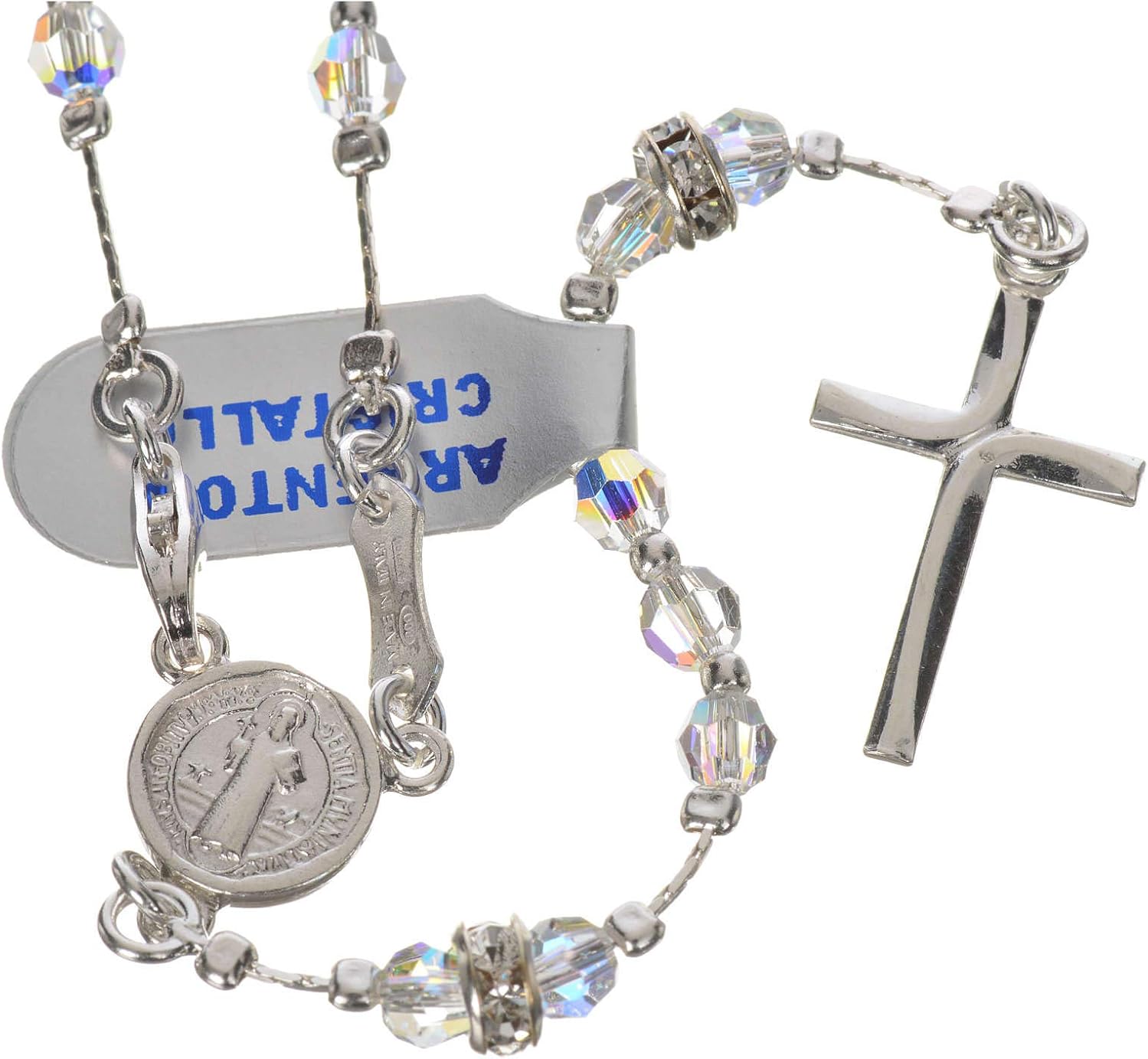 Rosary Beads in 925 Silver and Transparent Crystal