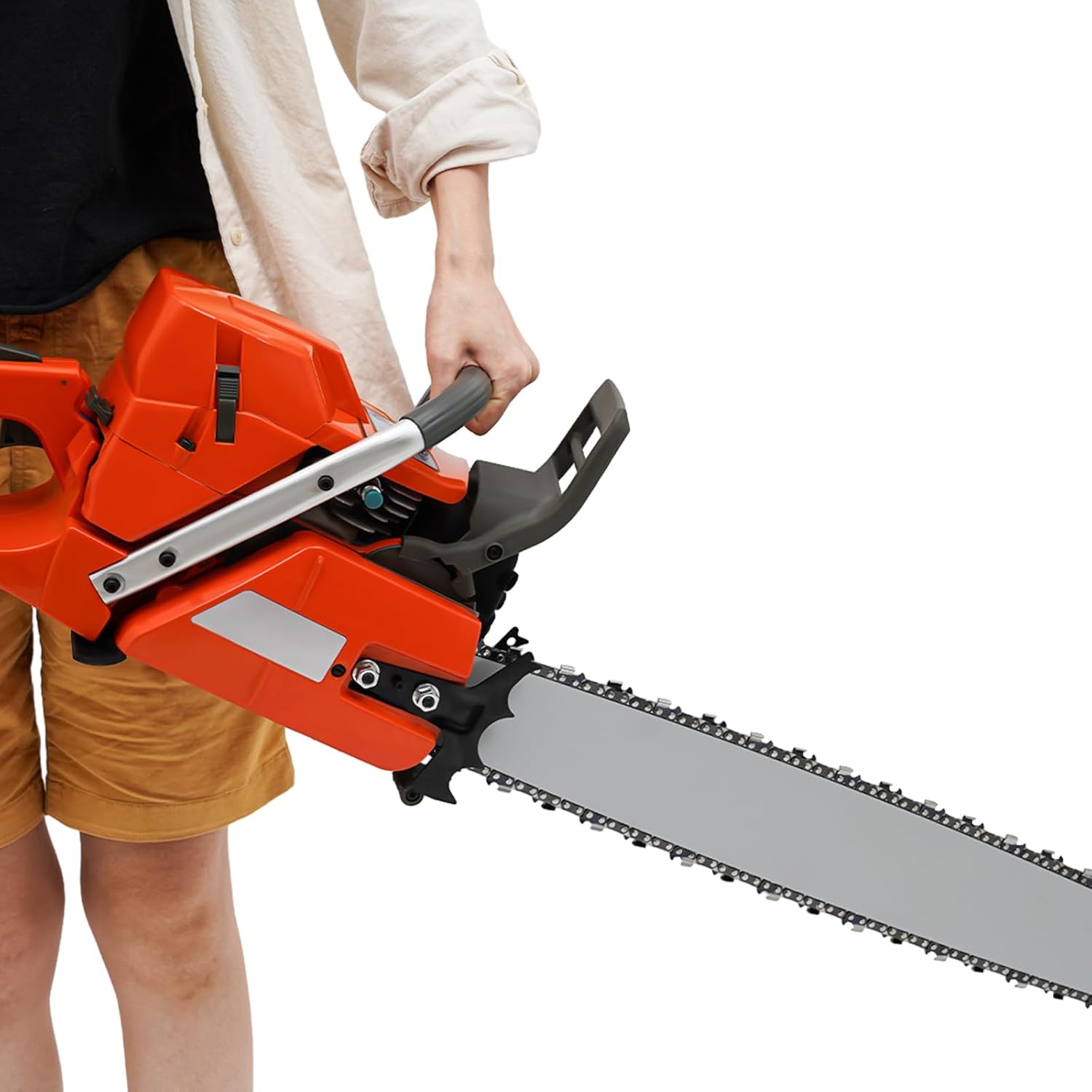 71cc Handheld 2-Stroke Cordless Gasoline Chainsaw Kit, Gas-Powered Chainsaw Engine with 28-Inch Guide Bar, High-Speed 10000RPM Chainsaw, Heavy-Duty Woodcutting, Includes Gloves Goggles