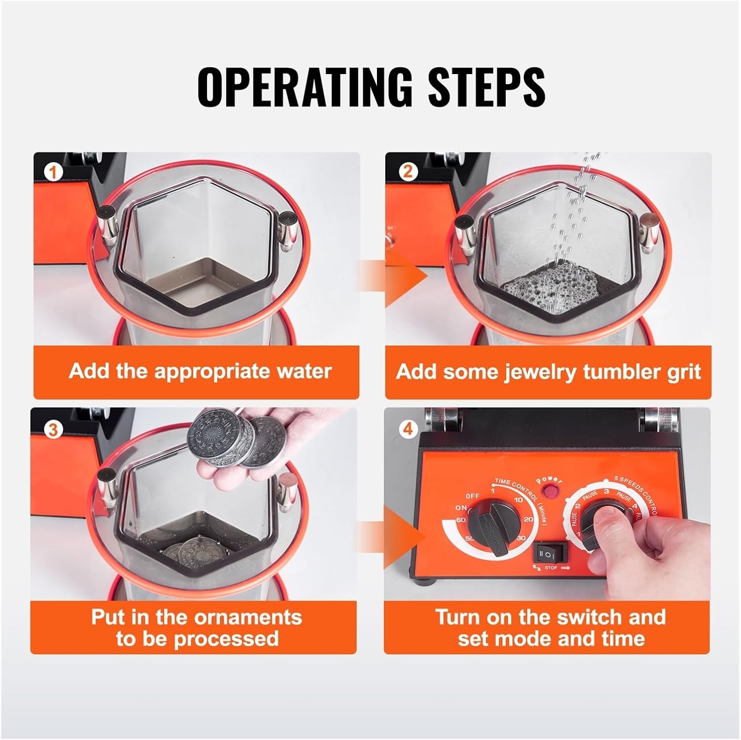 3kg 5kg Rotary Tumbler Surface Polisher Jewelry Drum Polisher Cleaning Tool For DIY Jewelry Polisher(5Kg Capacity)