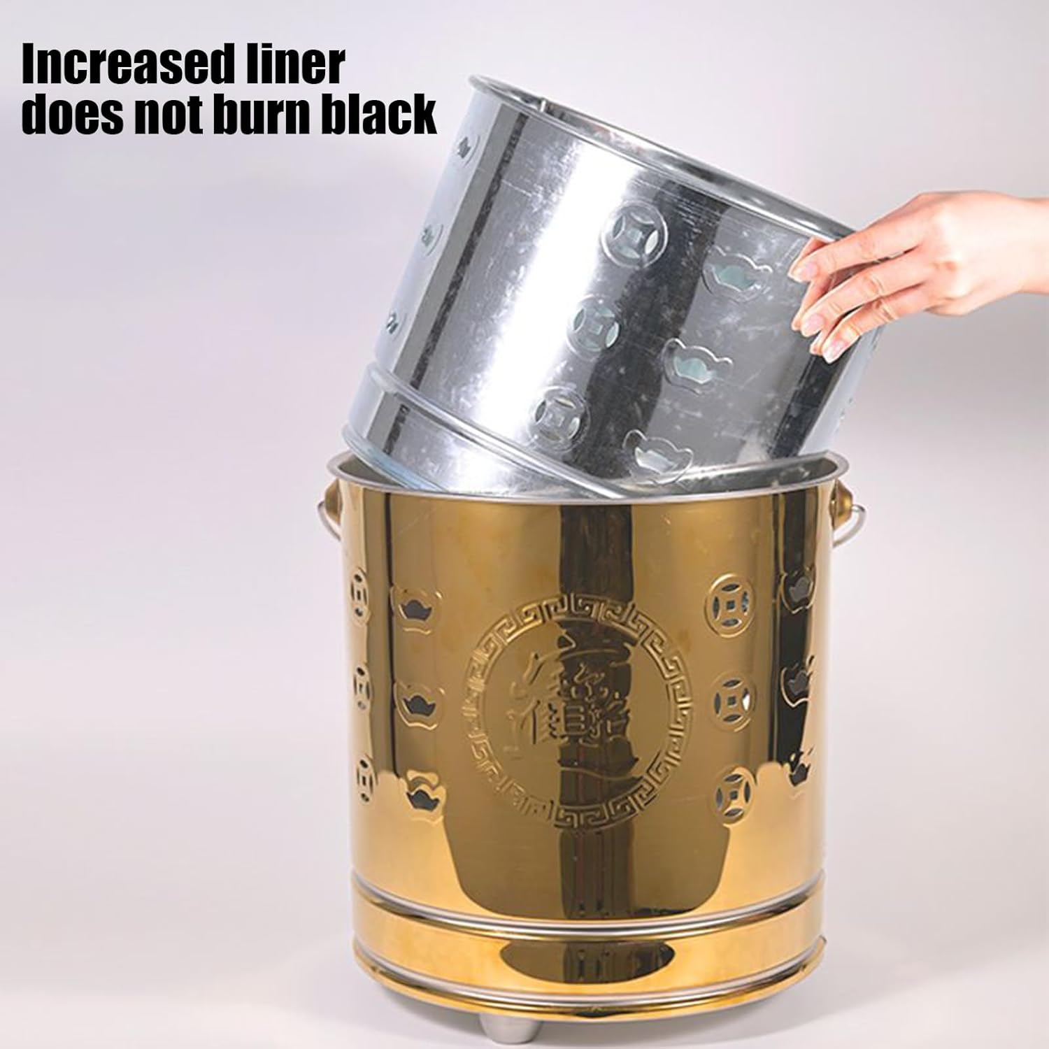 Burn Can for Paper - Portable Stainless Steel Fire Bucket for Safe Disposal | Covered Pit with Hook and Liner, Ideal for Backyard Garden Balcony Trash Wood Garbage Beach Use