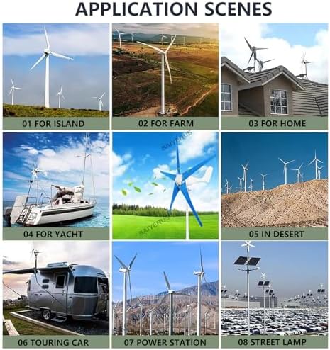 Wind Turbine Home Use Horizontal Generator Kits Blades with ControllerWind Turbines, 5 Blade Professional Wind Turbines Small Windmill Generator 12000W Industrial, Solar and Wind Power Parts
