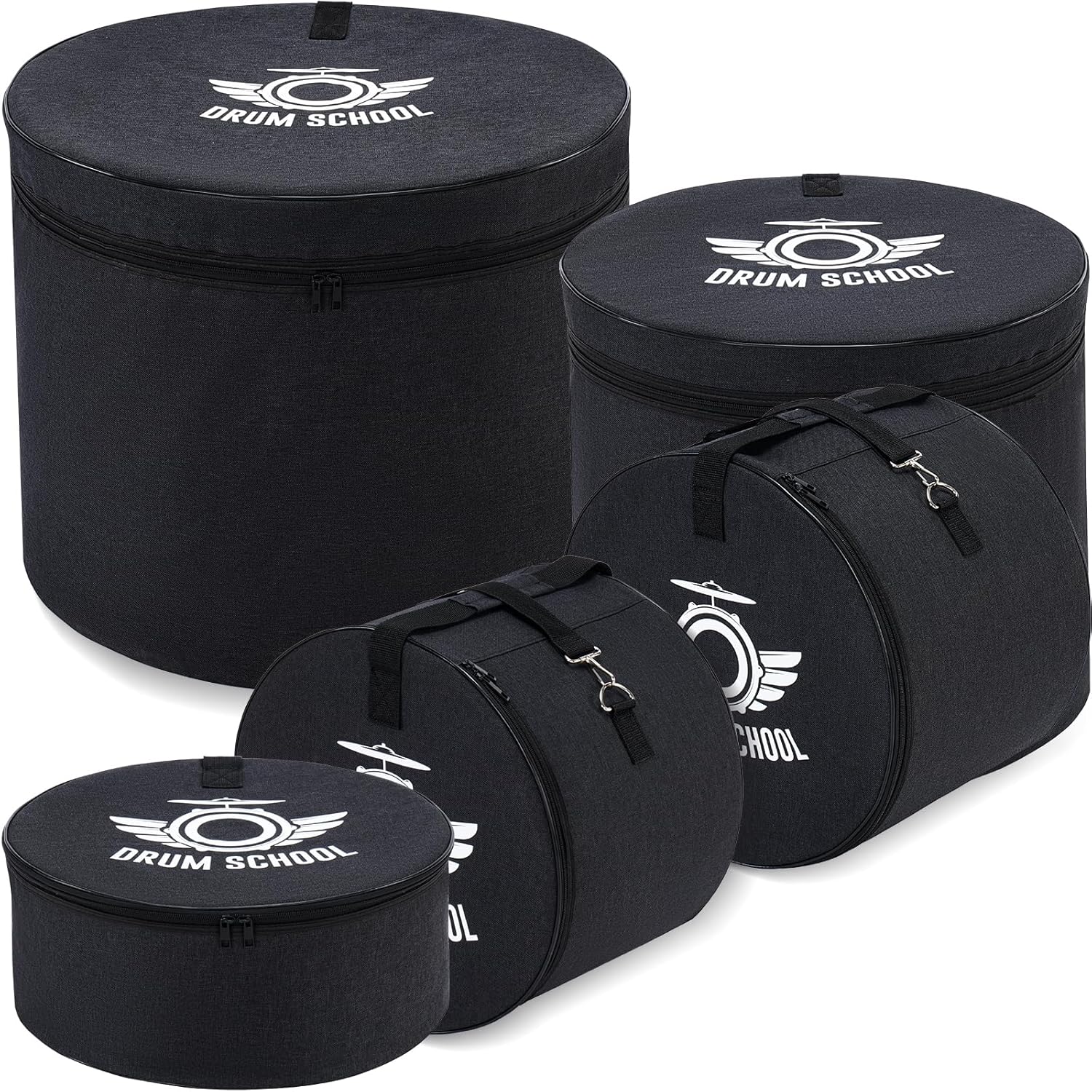 5-pcs Drum Bag Set, Drum Cases Set Padded for 12