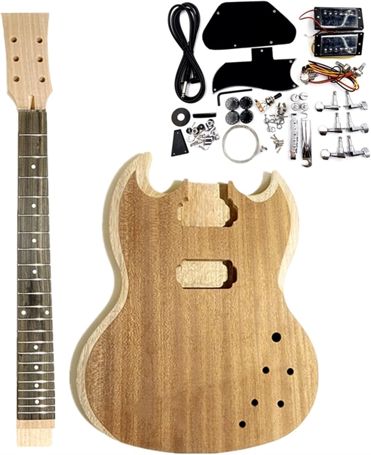 TSTS Electric Guitar 2 Dual-Coil Pickups Unfinished DIY Body Semi-Finished Unassembled Kits Guitar DIY Accessory