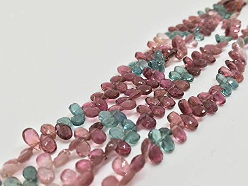 4X6MM Tourmaline FacetedPearBriolettes, Tourmaline Briolettes, 8.5 Inch Strand Multi Color Tourmaline, Tourmaline Layout, Small Drops