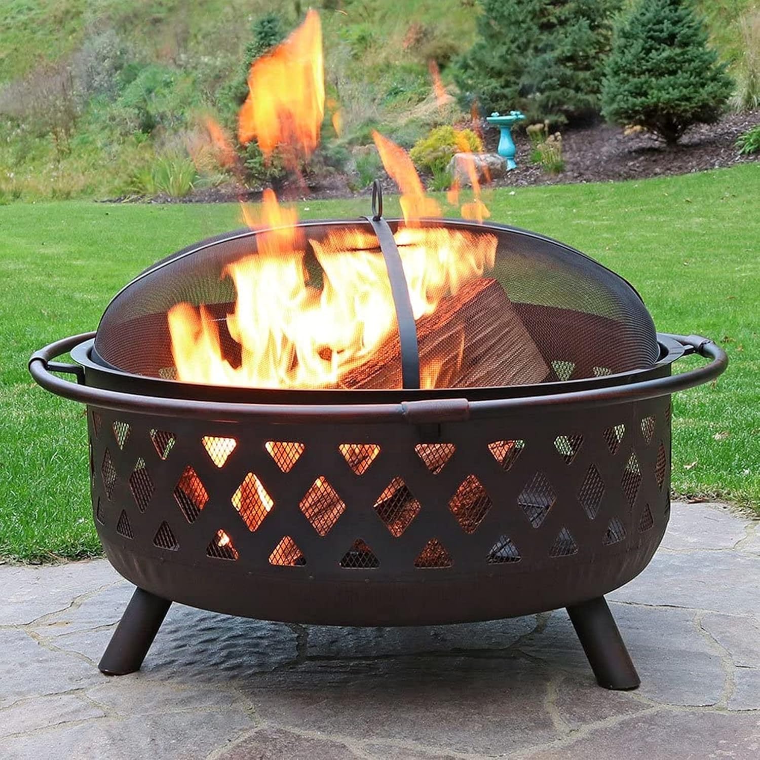 Creativity Fire Pits & Bowls, Outdoor Heaters & Bonfire Fire Pits, w/Spark Screen, Portable Wood Burning Fire Pits