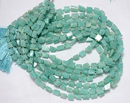 amazonite gemstone beads, amazonite step cut tumbles,step cut nugget beads 6x8mm - 9x12mm beads, 8 inches strand