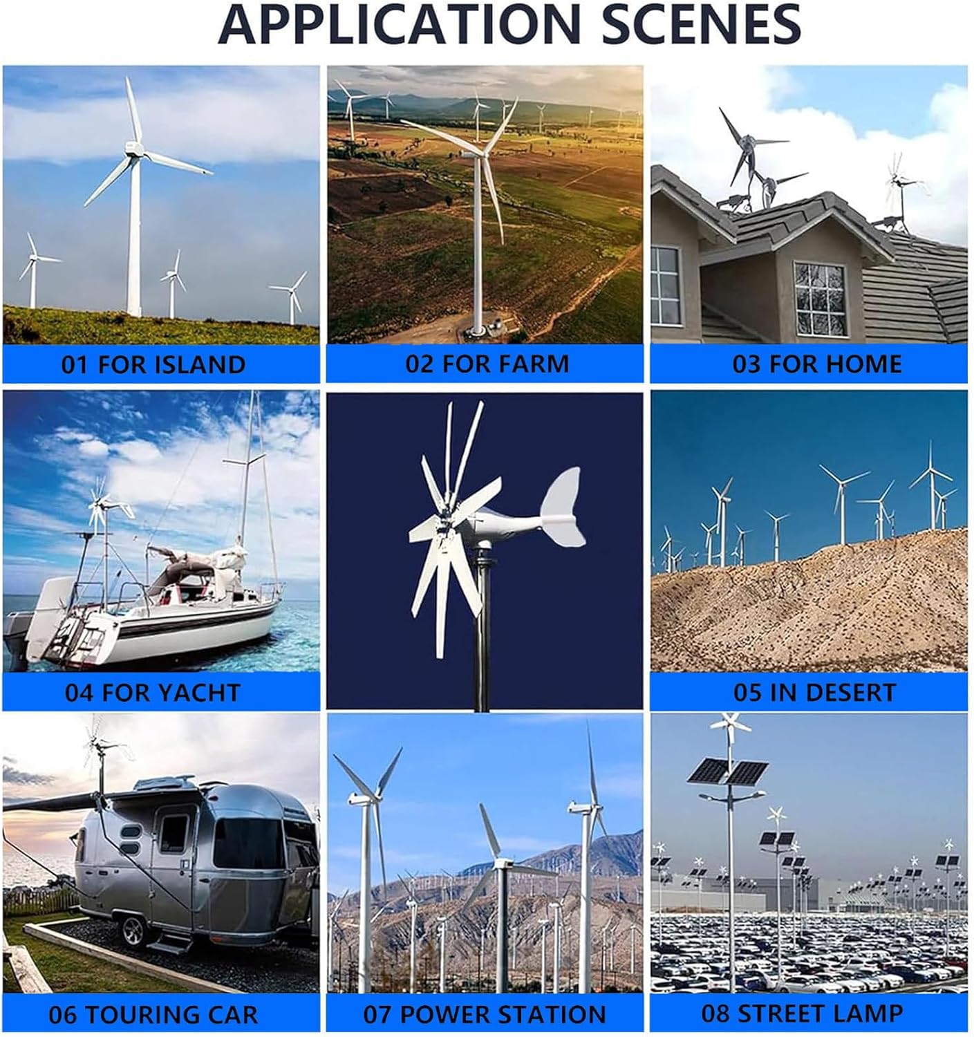 Wind Turbine Generator Kit 4000W 12V 24V 48V 220V with 8 Blade,with MPPT Controller,Wind Power Generator for Marine,RV, Home,Windmill Generator Suit for Hybrid Solar Wind 48V
