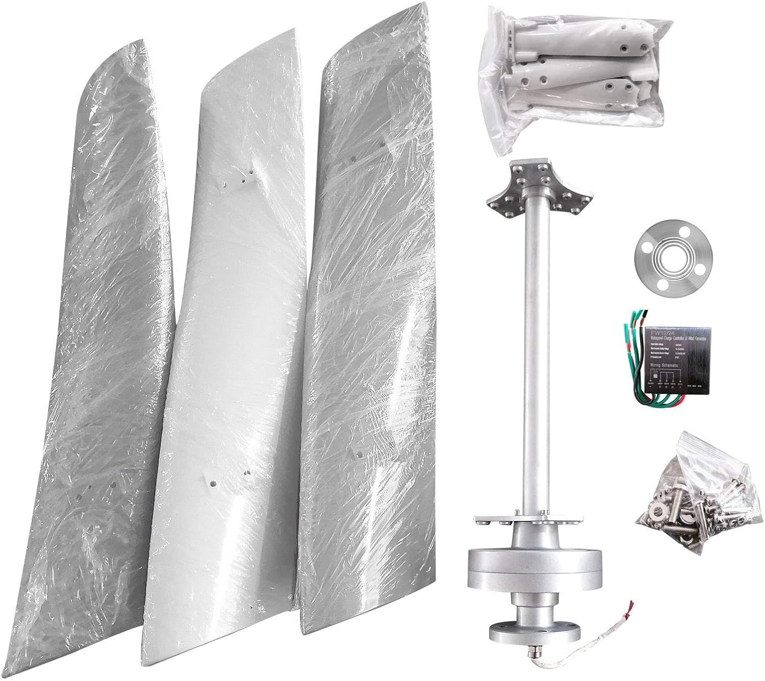 DC12V 24V 48V 12000W Wind Turbine Generator Kit, Vertical Axis Wind Generator Kit Electricity Producer Equipment for Home, Boat, Marine, Monitoring, Street Lighting and More Solar,12V