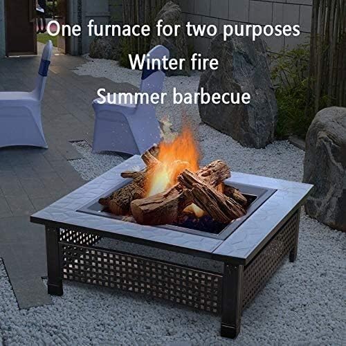 Fire Pits Outdoor Wood Burning Outdoor Fire Pit, Multifunctional Garden Terrace Fire Bowl Heater,BBQ Grill Fire for Backyard Garden Camping Picnic with Cover BBQ Cooking for Outside Camping Backyar