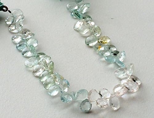 1 Strand Natural Multi Aquamarine Faceted Pear Beads, AAA Aquamarine, Natural Multi Aquamarine, Multi Aquamarine Necklace, 8x6mm, 8 Inch