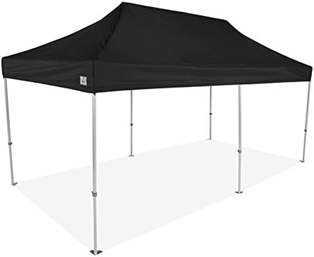 Impact 10' x 20' Pop Up Canopy Tent, Commercial Grade Aluminum Frame and 500D Fabric, Includes Roller Bag, Black