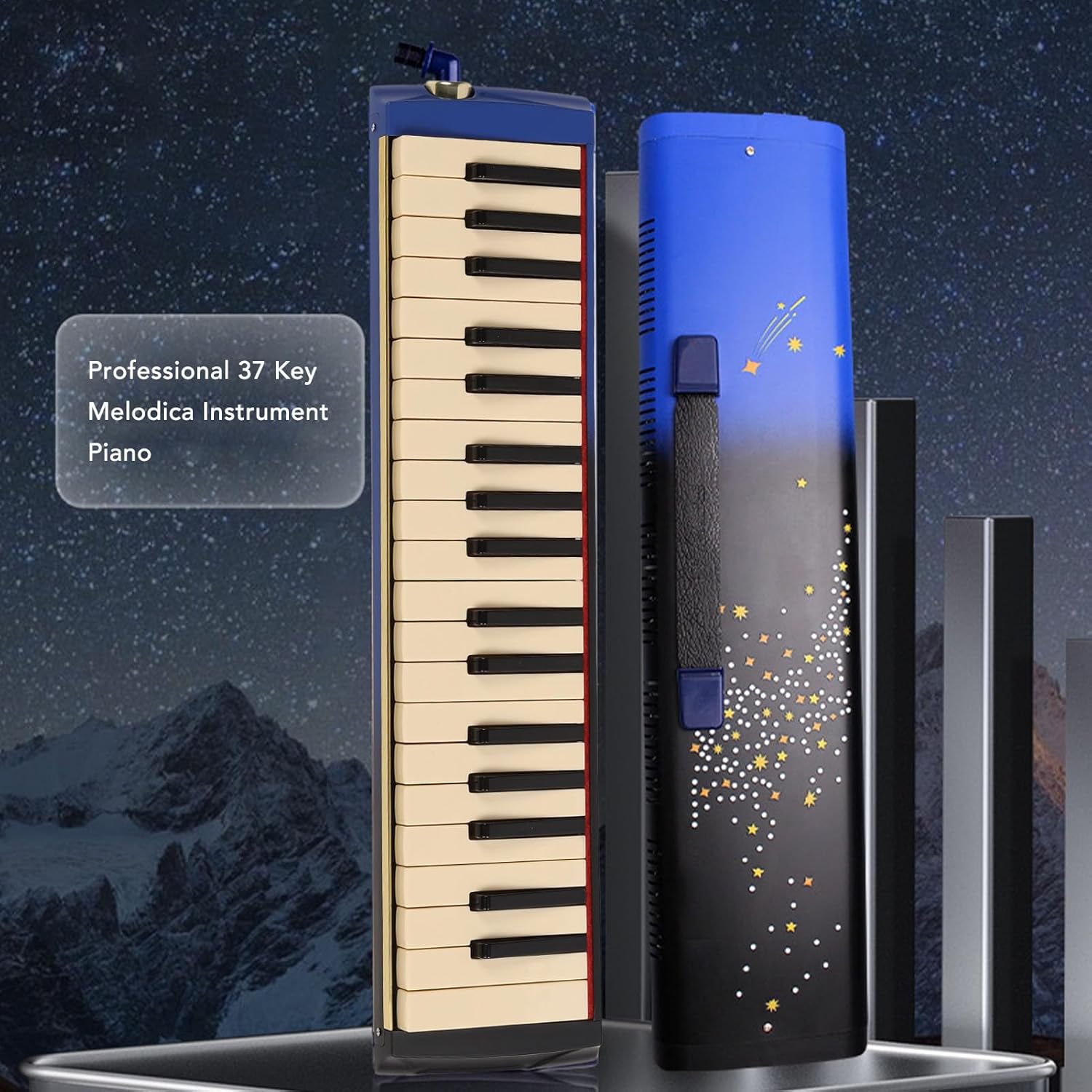 37 Key Melodica Instrument Piano, Professional Air Keyboard with Double Soft Tubes, 2pcs Mouthpiece, ABS Material, Complete Set with Carrying Bag for Beginners and Music Performanc