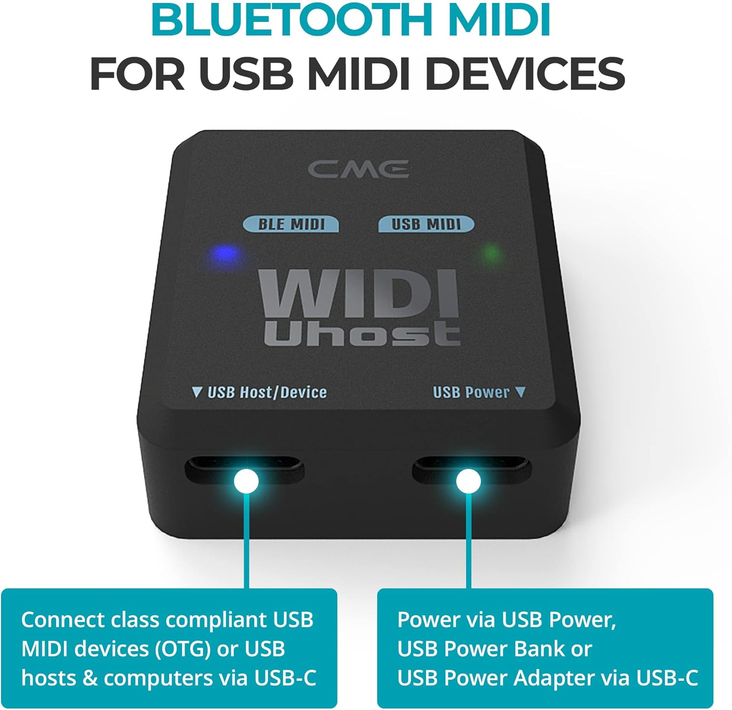 CME WIDI Uhost + USB micro-B OTG cable pack - Bluetooth USB MIDI Interface + USB host