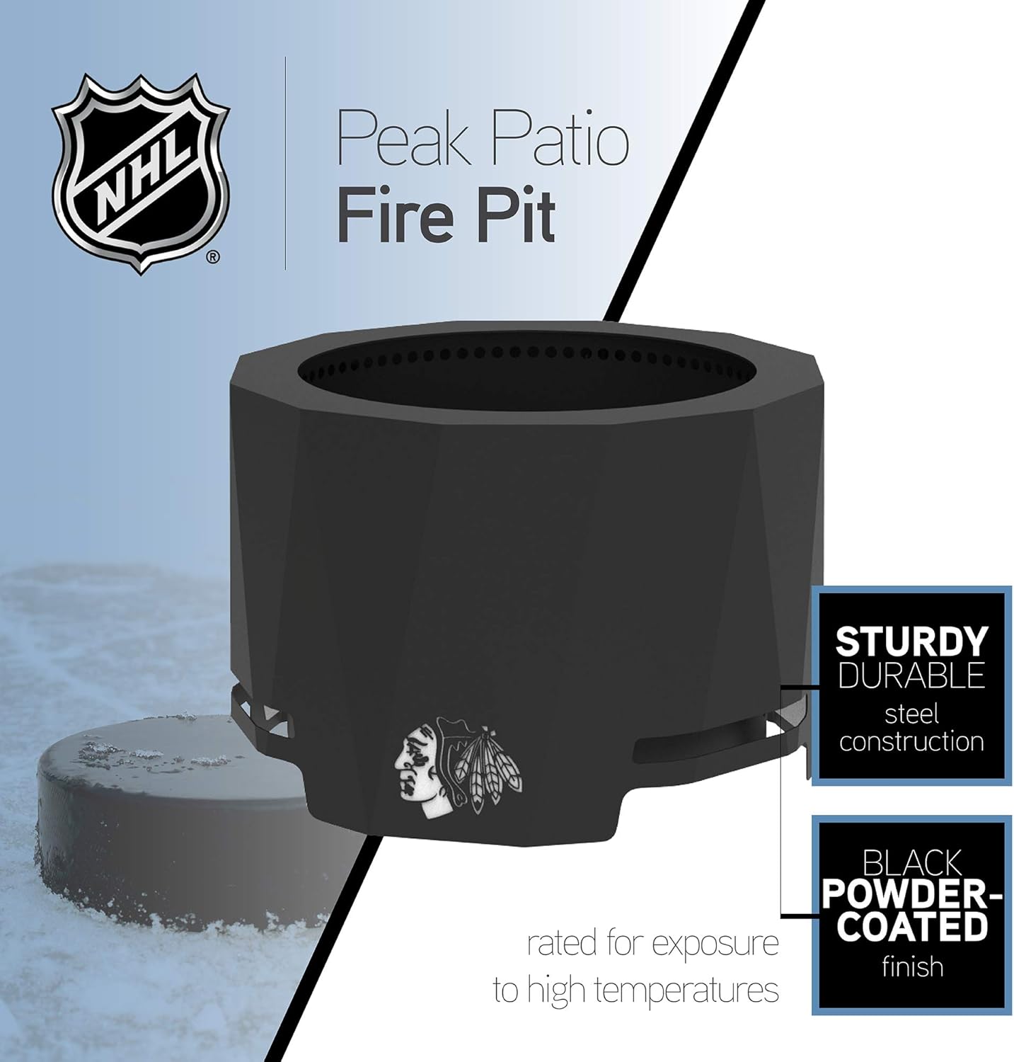 Blue Sky Outdoor Living NHL New York Rangers 24” Steel Peak Patio Smokeless Fire Pit, Firewood and/or Wood Pellet Burning