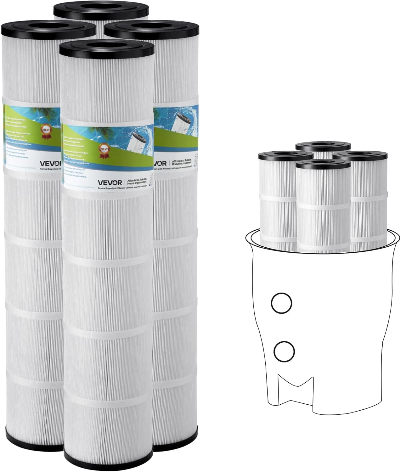 VEVOR PLFPCC130 Pool Filter Replaces Pentair CCP520, R173578, PCC130, Ultral-A7, Unicel C-7472, Filbur FC-1978, FC-6475, Pentair Clean and Clear Plus 520, 817-0131, 178585, L x OD: 32 1/16