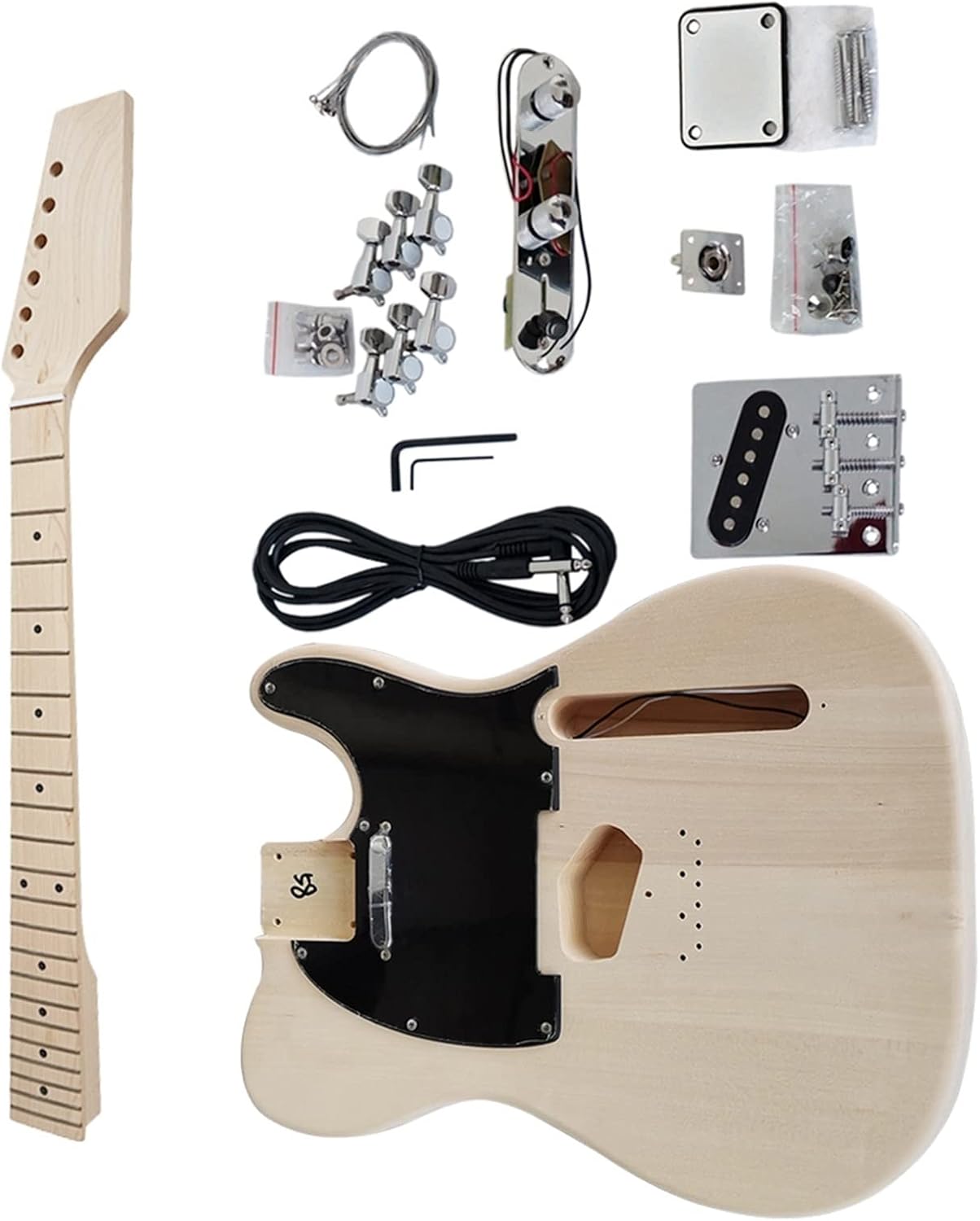 39 Inches Full Set DIY Electric Guitar Kit Basswood Body Maple Neck Unfinished All Hardware Unfinished Guitar Set (Color : 02)