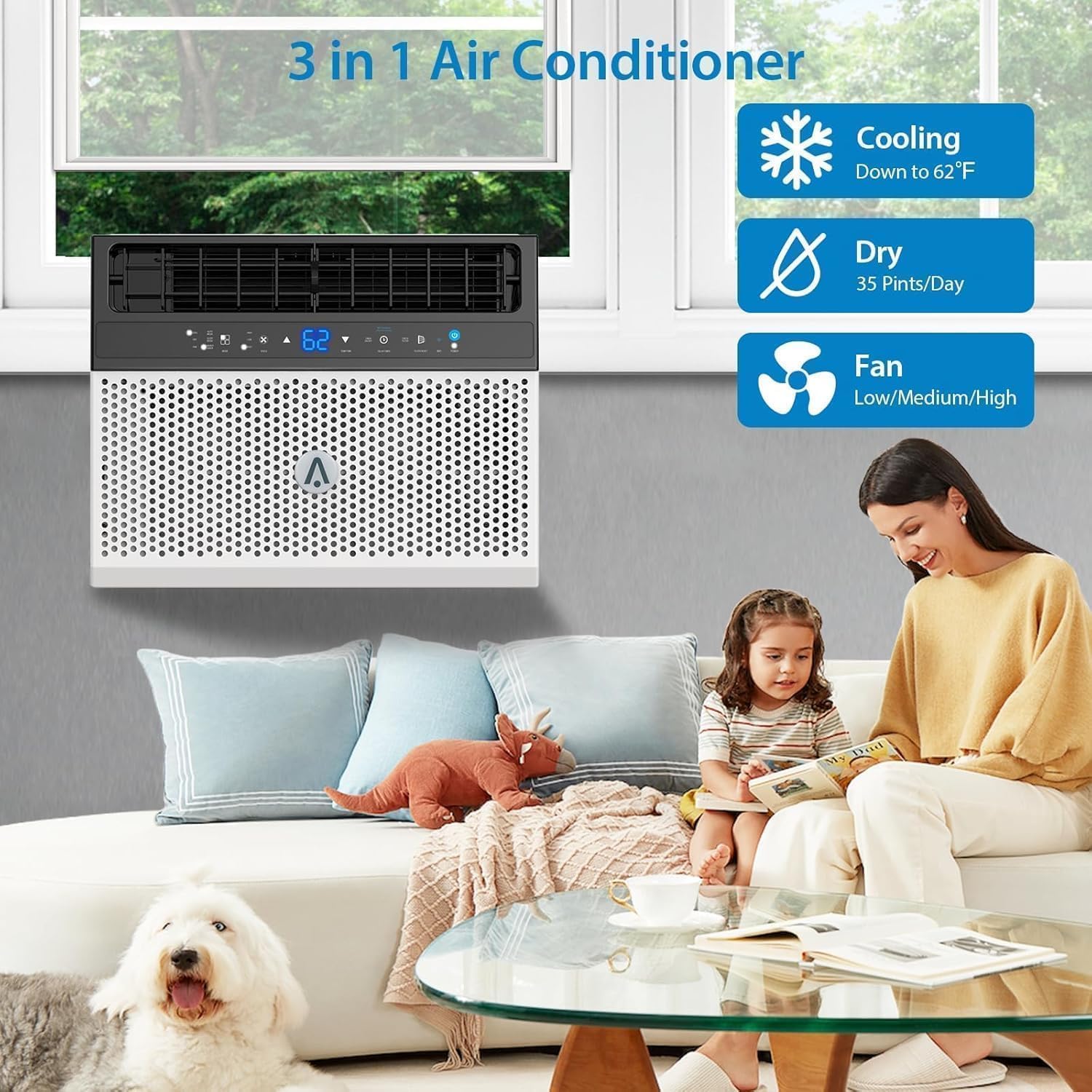 PioneerWorks U-Shaped Smart Inverter Window Air Conditioner 8000 BTU, Cools 370 Sq.Ft, Energy Star Certified, Ultra Quiet with Remote & App Control, 6 Modes, 24H Timer