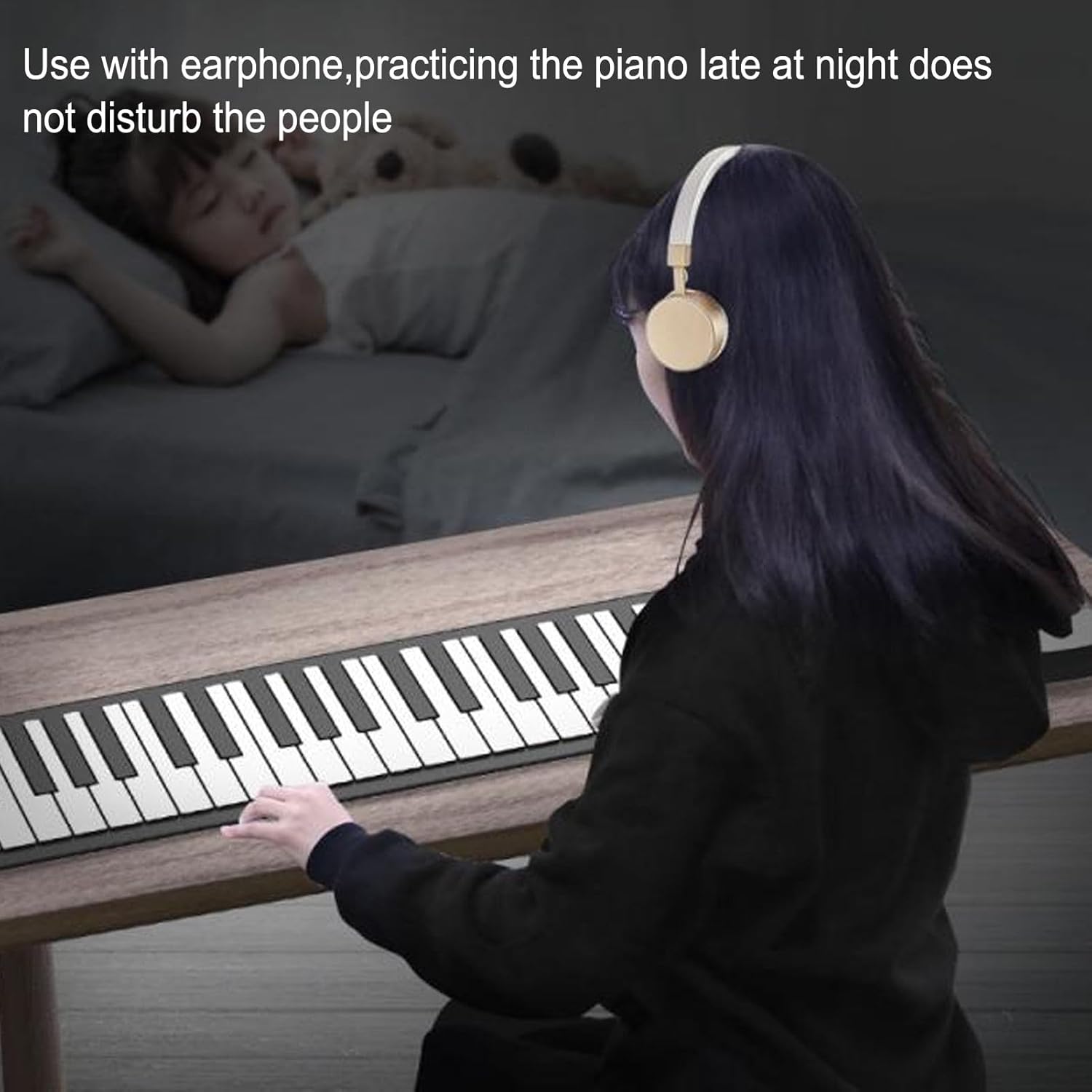 88 Keys Piano, MIDI Rechargeable Foldable Digital Piano Keyboard with LED Display, 128 Tones Rhythms, 14 Demo Songs, Hand Roll Piano for Kids Beginners