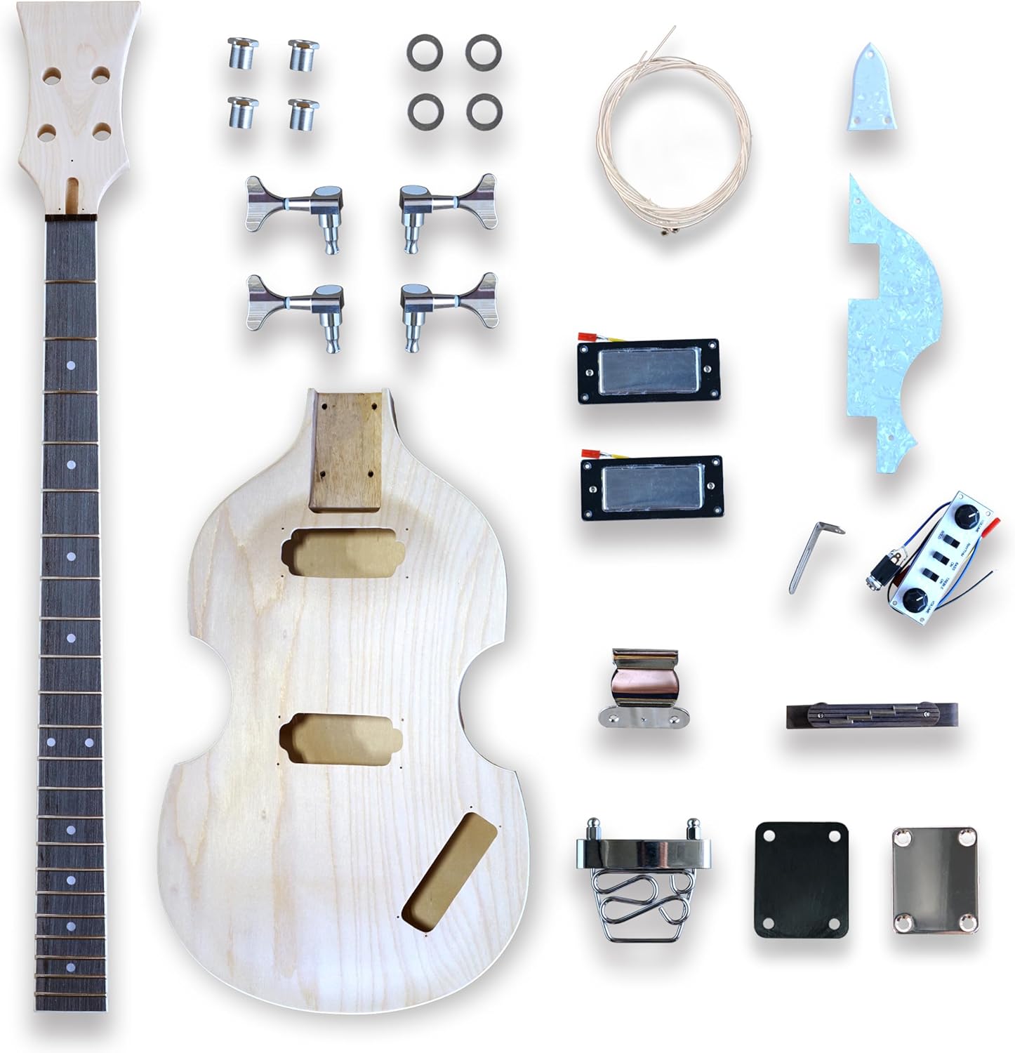 BexGears DIY Electric Violin Bass Guitar Kits SVL Style Electric Bass Guitar Kits Basswood Body Maple neck