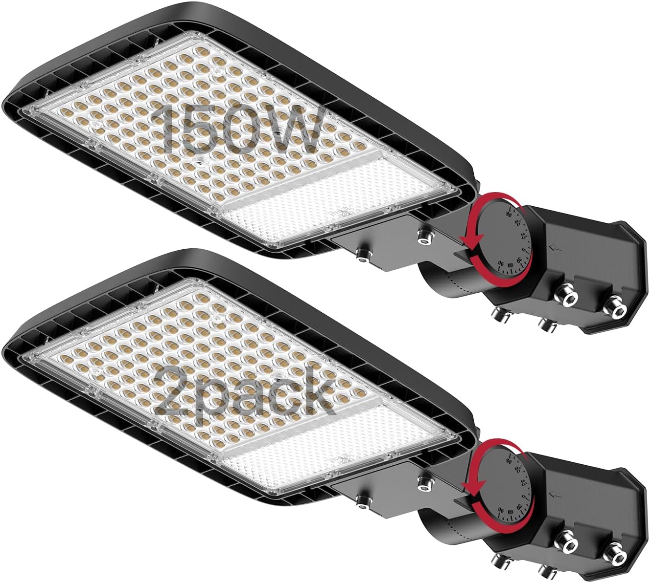 Kifflux Led Parking Lot Lights Outdoor Pole Mount, 2Pack 150W LED Pole Lights Outdoor with Slipfitter Mount Parking Lot Lights Commercial 120V 5000K Dusk to Dawn Outdoor Lighting(18000lm Eqv 800W HPS)