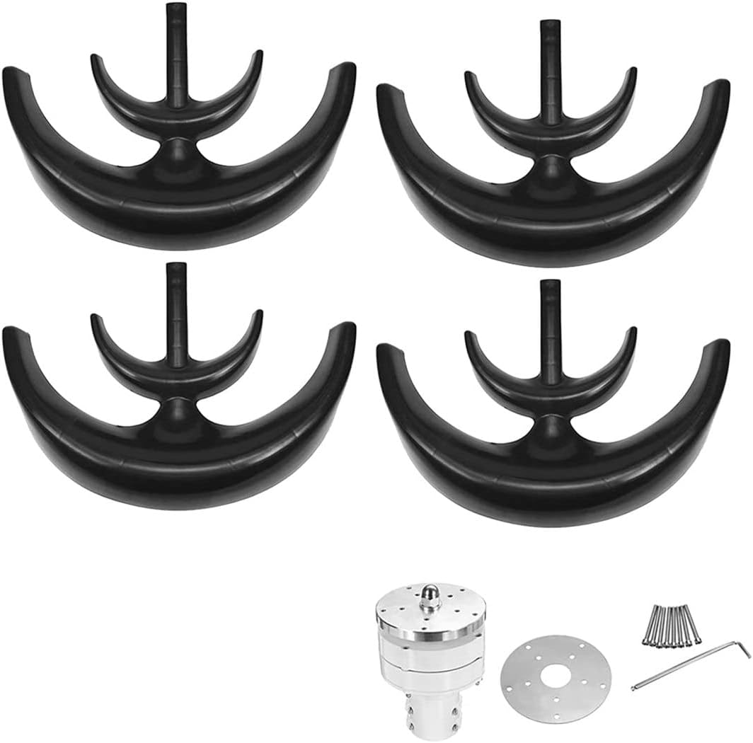 LiuSj JUnSt 9000W Vertical Axis Wind Turbines Generator Lantern 4 Blades Motor Kit Windmill Energy Charge Turbines for Home Camping(Black)