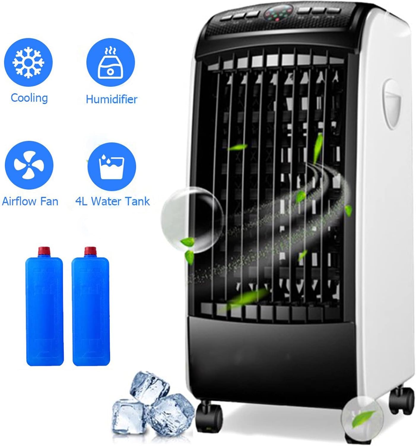 3-in-1 Evaporative Air Cooler, Tower Fan 65° Wide Range Coverage, Timer, Remote Control, 3 Quiet Speeds, 3 Mode Settings, 4L Water Tank for Indoor Home Office Dorms