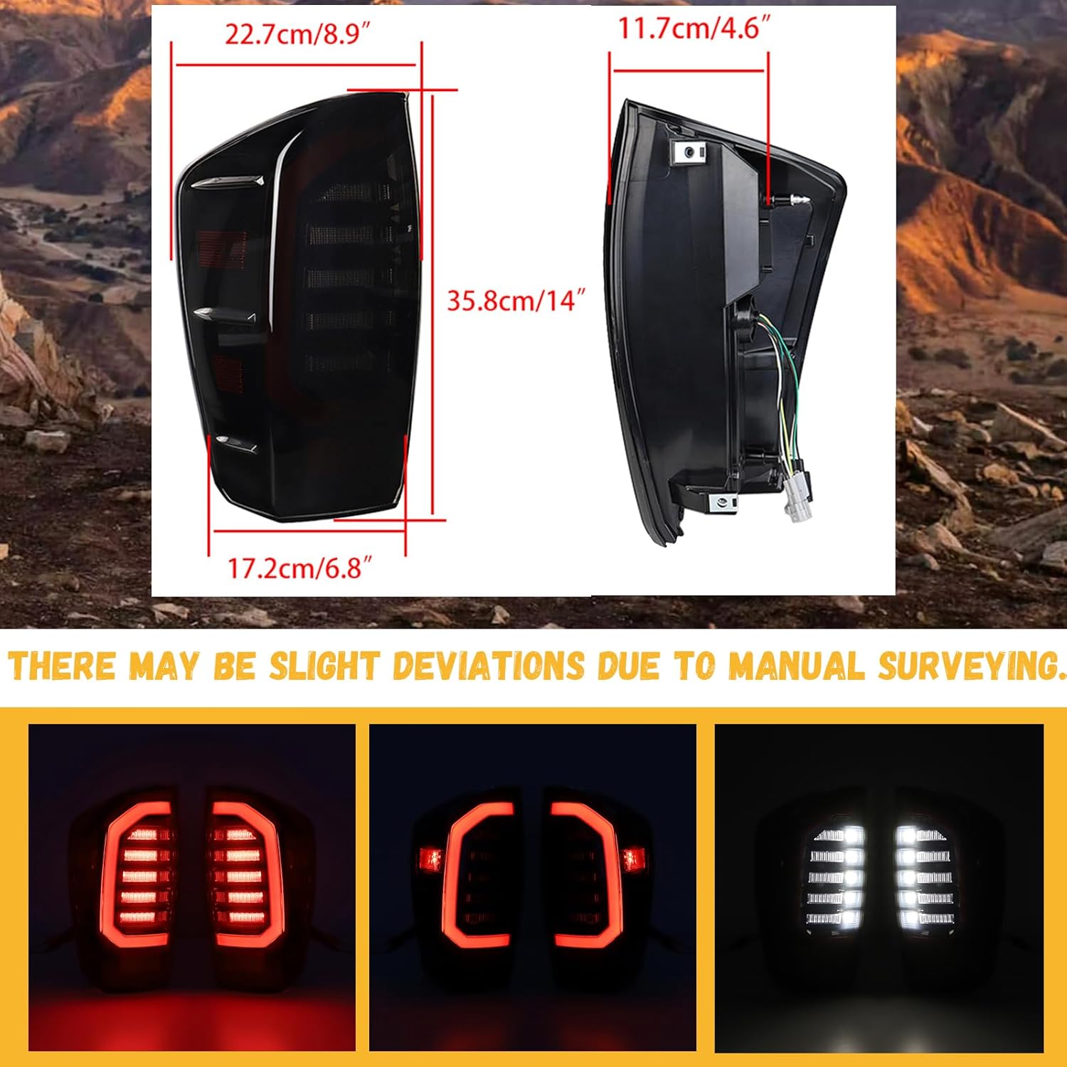 LED Tail Lights Assembly for 16-23 Toyota Tacoma, Black Housing Smoked Lens, 2016 2017 2018 2019 2020 2021 2022 2023 Toyota Tacoma Accessories(1 Pair)