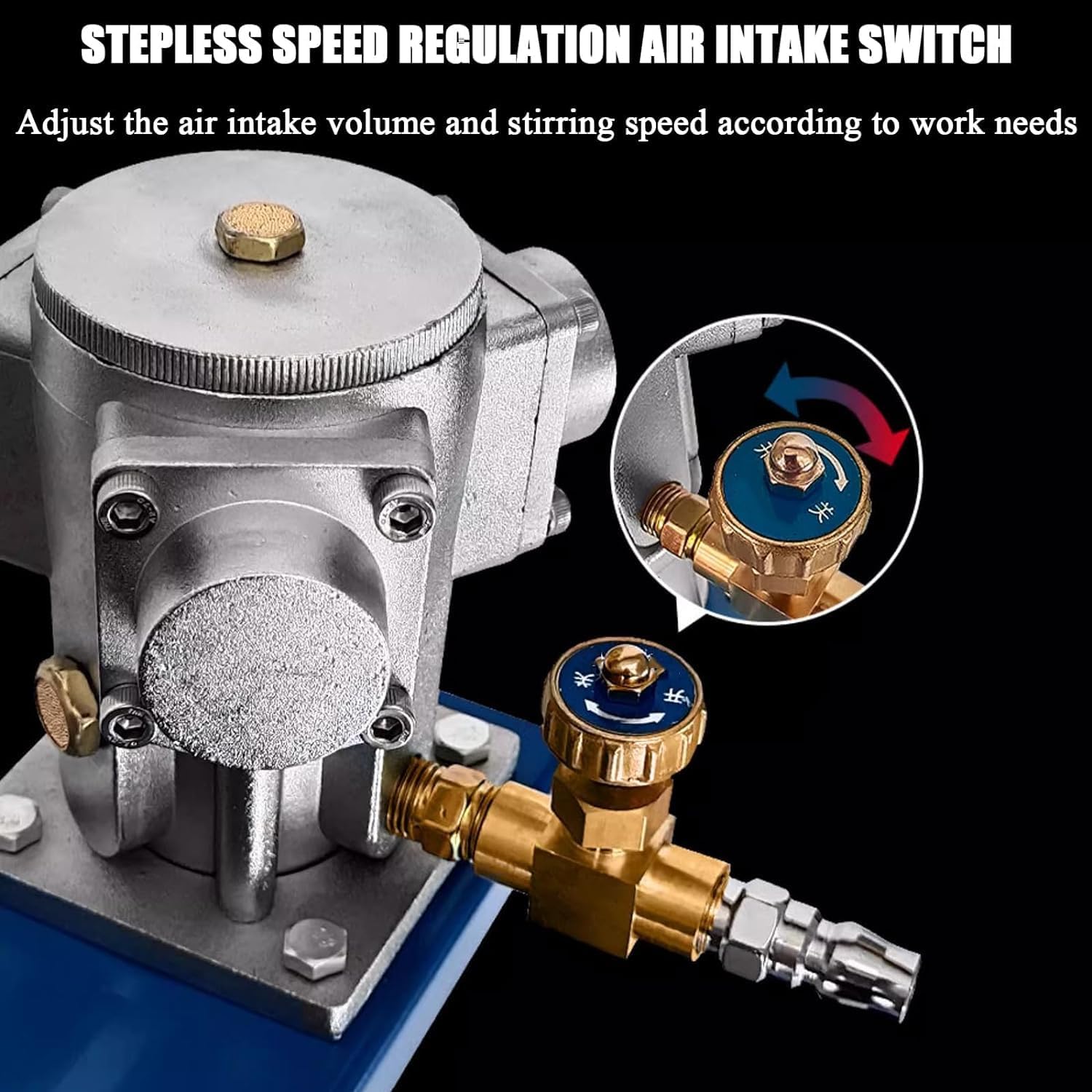 1/8HP Lifting Pneumatic Mixer, IBC Air Agitator, Pole Length 40CM, Air Mix Paint Stirring Machine, for Paints, Coatings, Glues, Inks, Food, Silicone Oil, Chemical Materials(