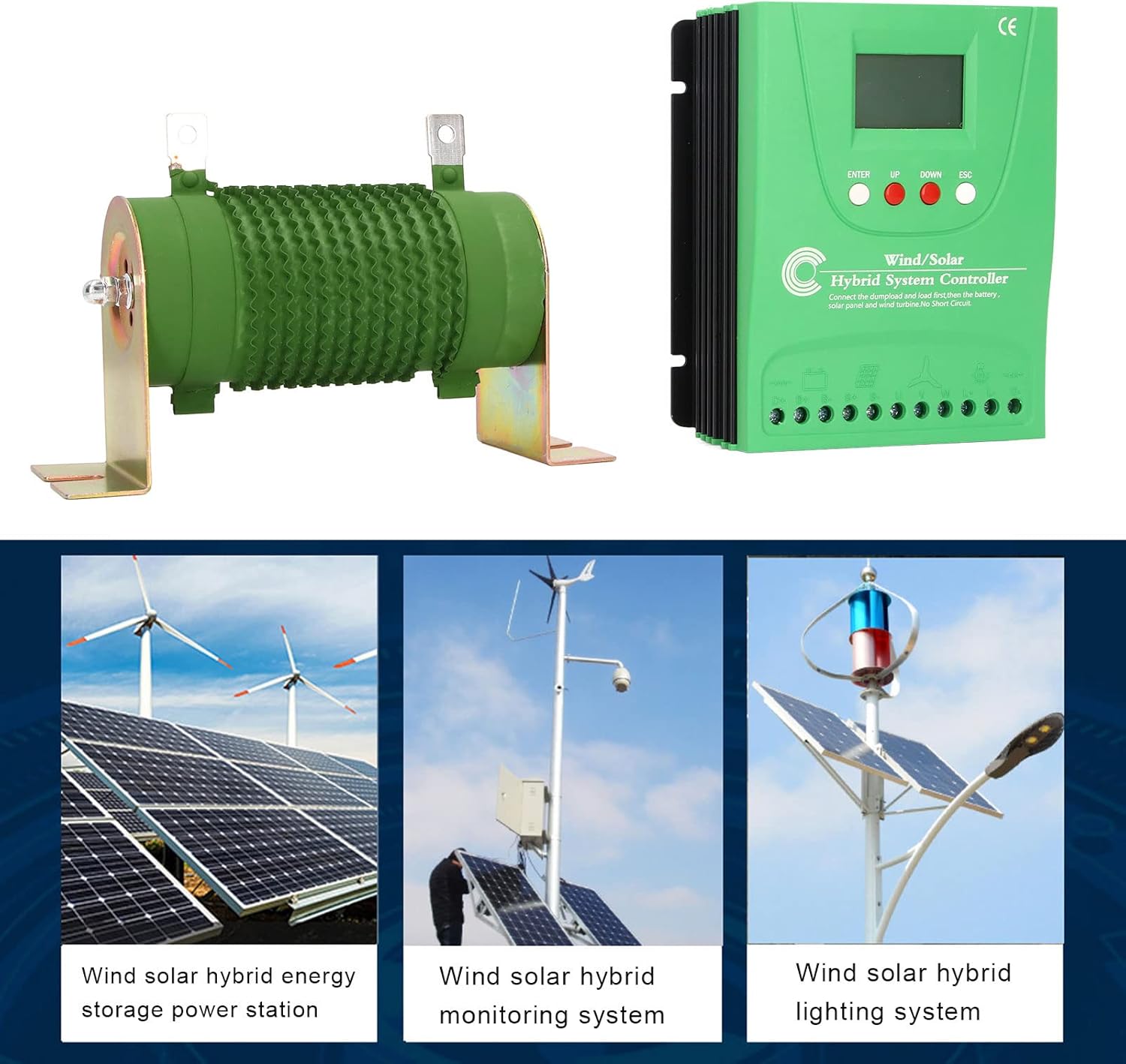 FOUF 2800W Wind Solar Hybrid Charge Controller, Auto 24V/48V Battery MPPT Hybrid Wind Solar Controller with LCD Display and Free Dump Load Accurate, 1600W Wind and 1200W Solar Panel(GPI48280)