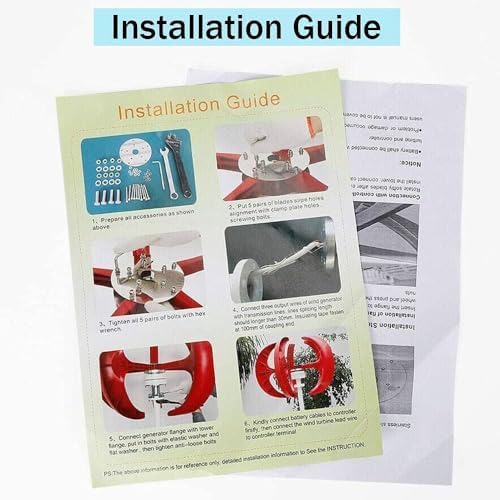 Vertical Wind Turbine Generator 400W 600W 800W 1000W 1200W - 12V/24V Lantern Type, 5-Blade Design, Efficient Renewable Energy with Controller for Home, Farm, and RV Use