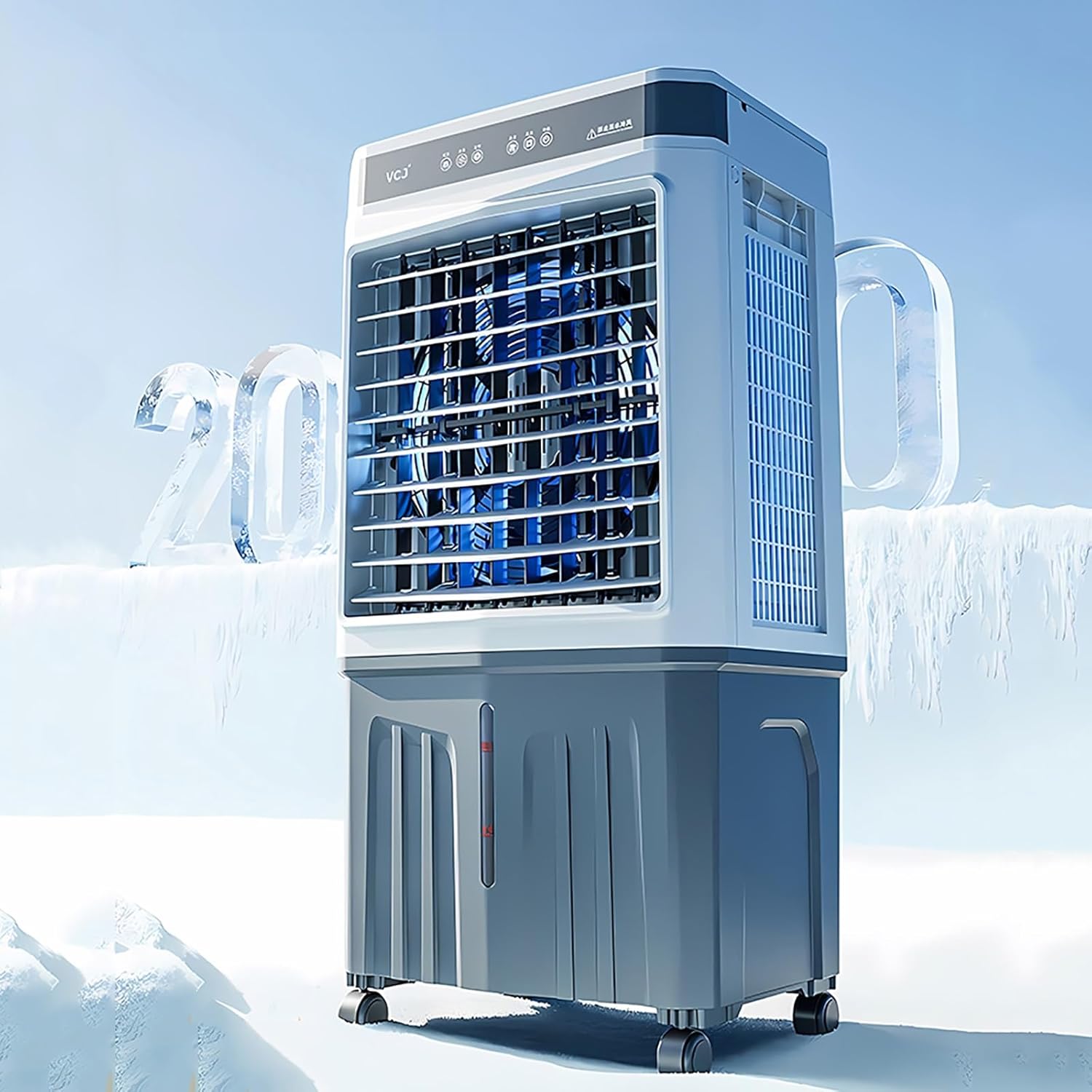 Commercial Evaporative Air Cooler Fan, Swamp Cooler Air Conditioner with 3-Speed, Large Water Tank, 120°Oscillation, Move The Scroll Wheel, Industrial Air Conditioning Fan for Room Outdoor(90x44x33cm/