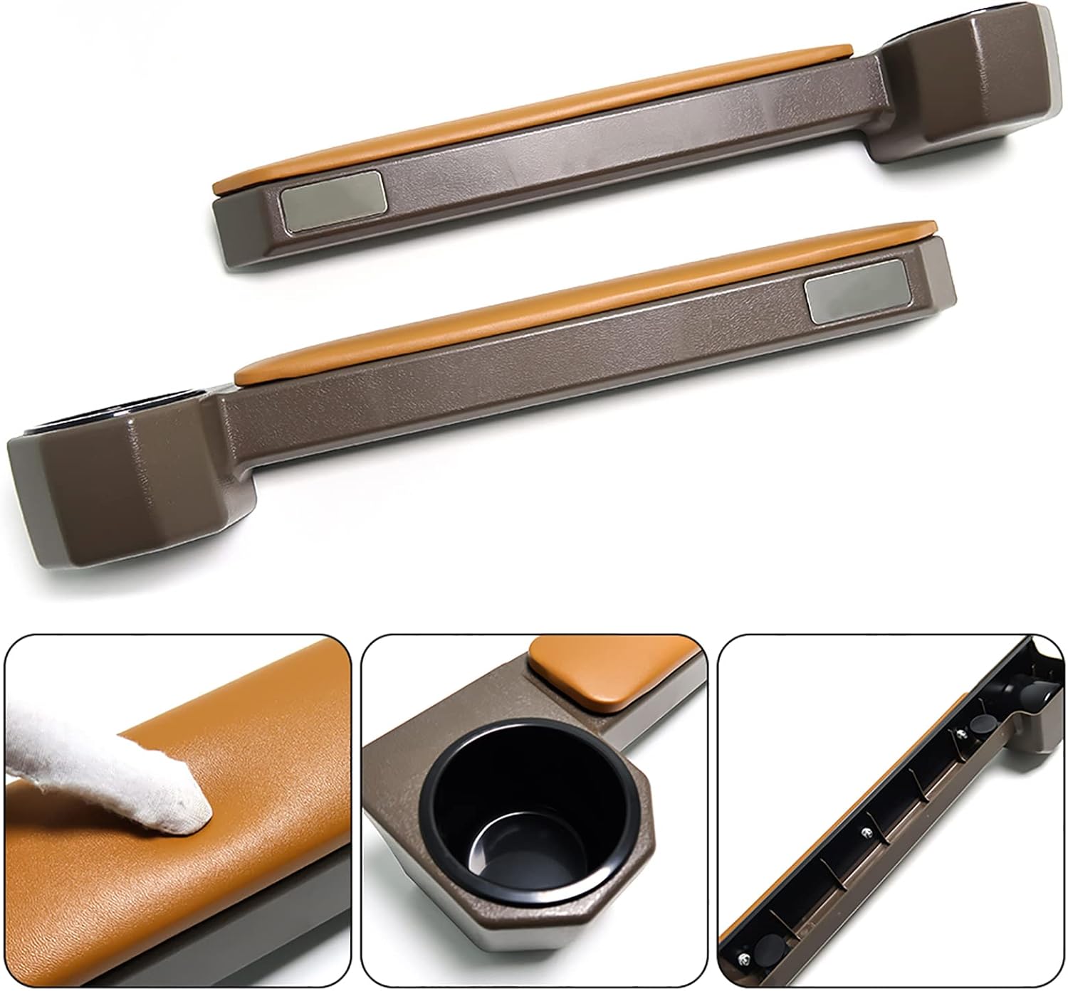 Door Armrest Cup Holder for Toyota Land Cruiser 70 Series Accessories LC76 LC79 LC70 LC71 Central Console Drink Storage Car Seat Organizer (Brown)