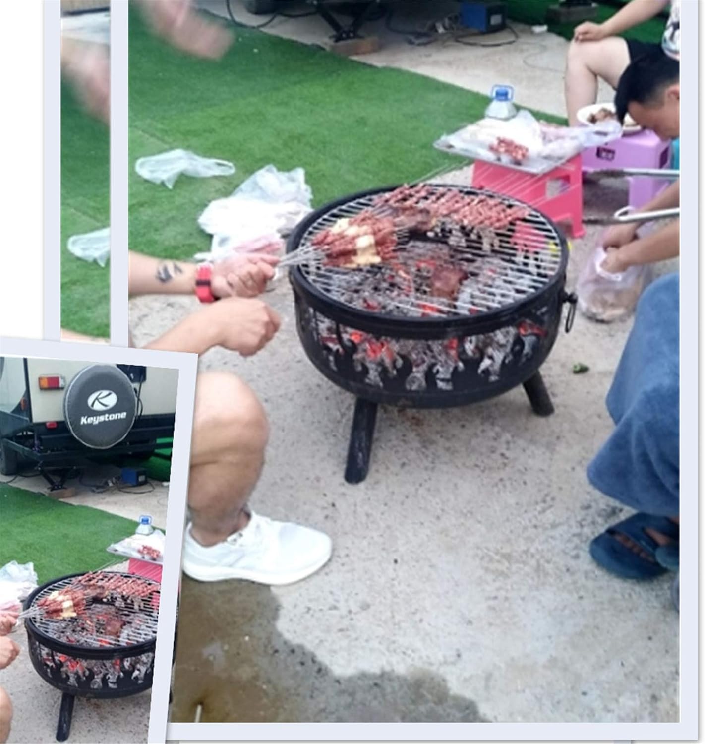 Garden Fire Pit,Outdoor Wood Burning Firebowl Fireplace with Poker Spark and Screen Retardant Mesh Lid for Backyard Camping