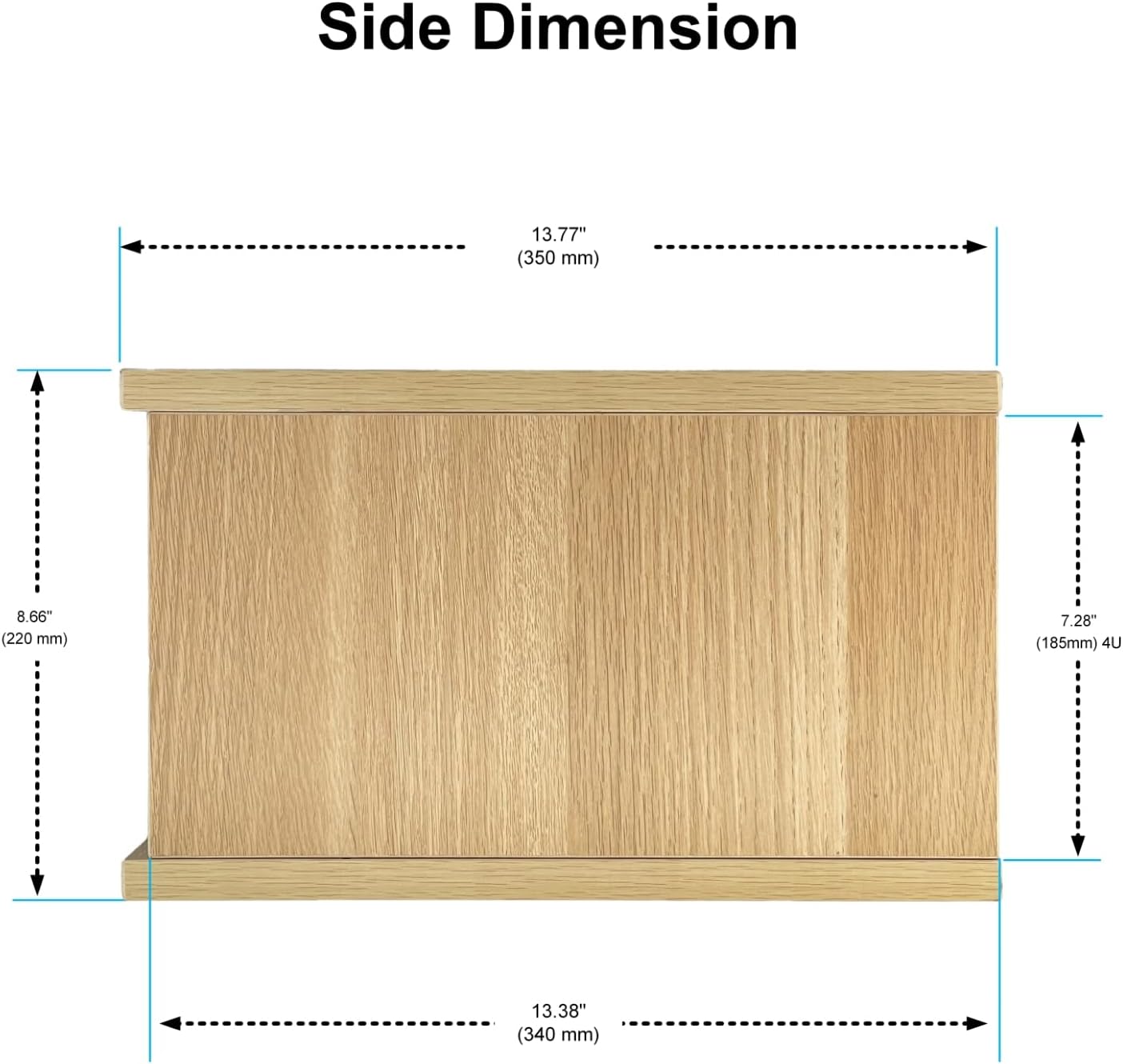 4U Wooden Desktop Studio Rack, Standard Rack for Equipment in Golden Oak Finish,The Perfect Solution for Keeping Your Studio Tidy and Organized
