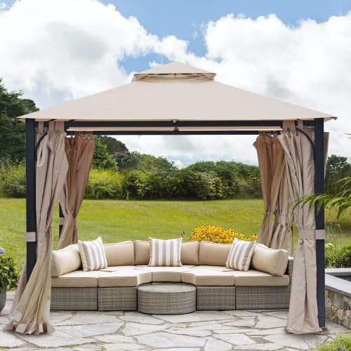 Soft Top Gazebo Canopy Tent with Mosquito Net Curtains Sturdy Heavy Duty Roof Steel Design Outdoor Tent Gardens Patio Backyard
