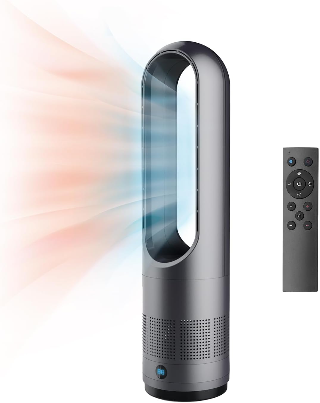 Bladeless Heater Fan,22Inch Heating & Cooling Combo Tower Fan 80° Oscillating, 9H Timer, 8 Speeds, Portable Quiet for Indoor, Bedroom, Home Office Room