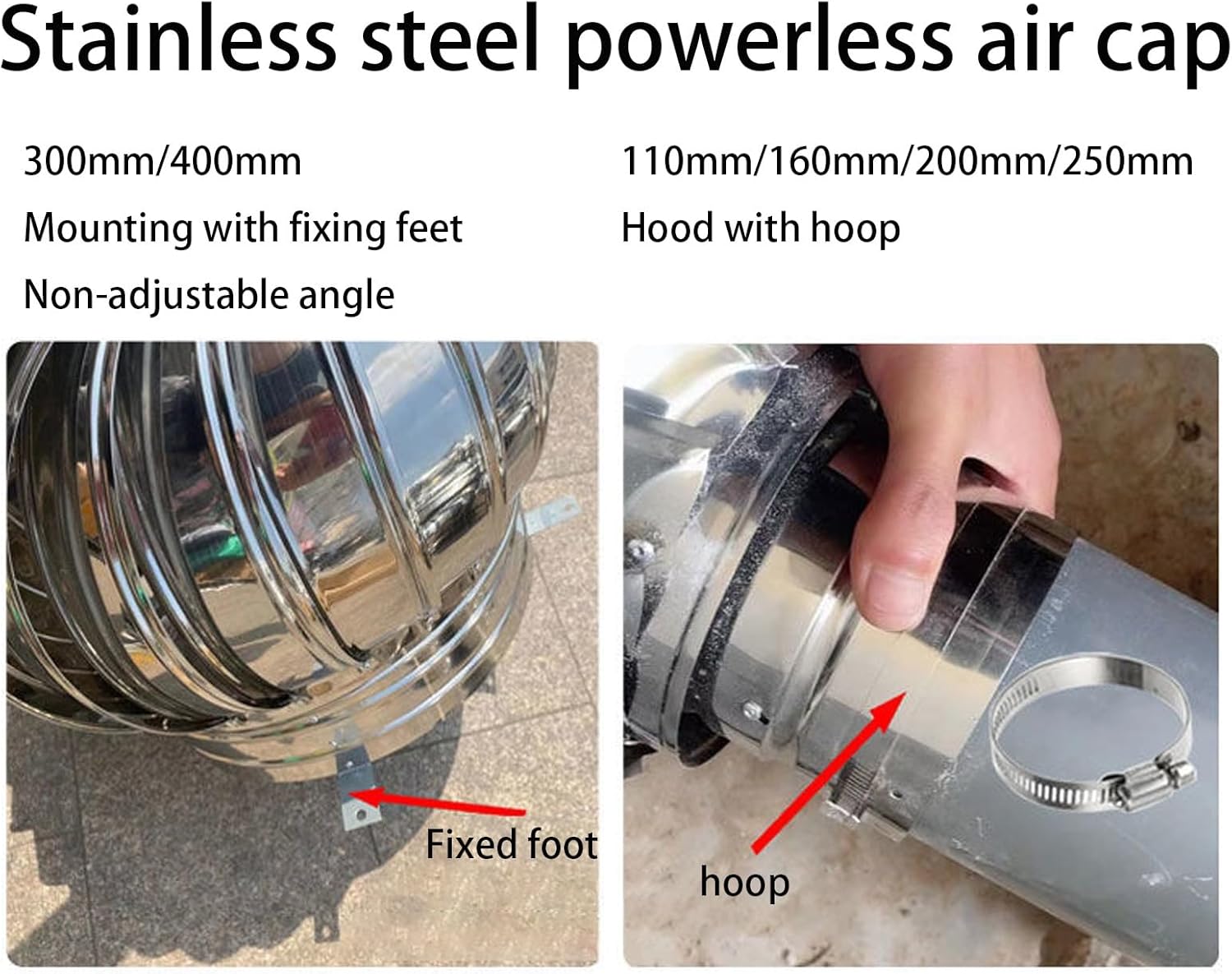 Wind Turbines Air Vents, Galvanized Turbine Ventilator, Whirlybird Turbine, Vent Built-in Fly Screen Mesh, Internally Braced Wind Turbine, Internally Braced Wind Turbine, for Factories, Farms ( Size :