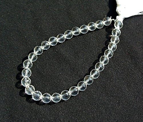 13 inch natural beads strand of 7mm faceted round crystal quartz gemstone beads for DIY jewelry - necklace, bracelet, earring, ring.