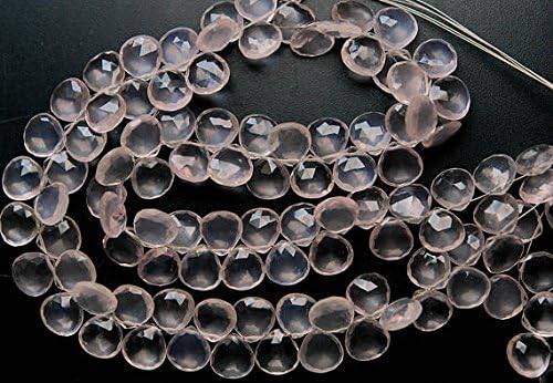 13 inch natural beads strand of 10mm faceted heart rose quartz gemstone briolletes beads for DIY jewelry - necklace, bracelet, earring, ring.