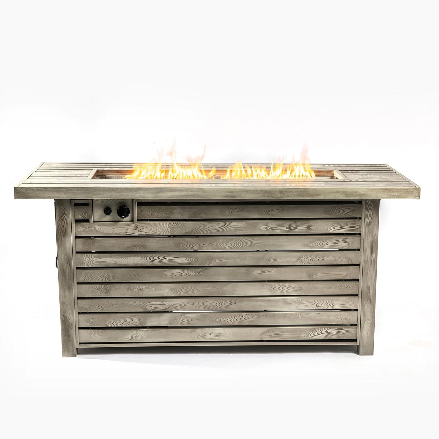 54inch Outdoor Fire Table Steel Fire Pit Table with Wood Grain